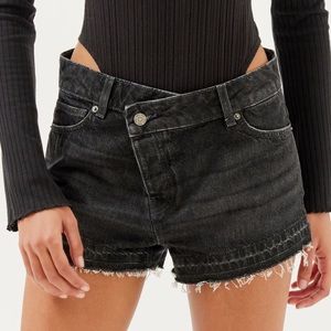Asymmetrical Denim Black Shorts